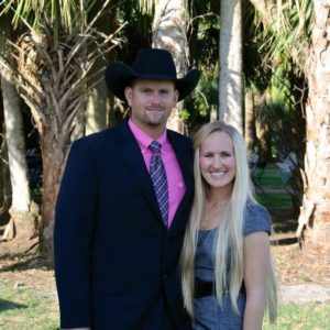 Bull Righter and pastor Stephen Bruner and his wife Tori Bruner from Indiantown, Florida