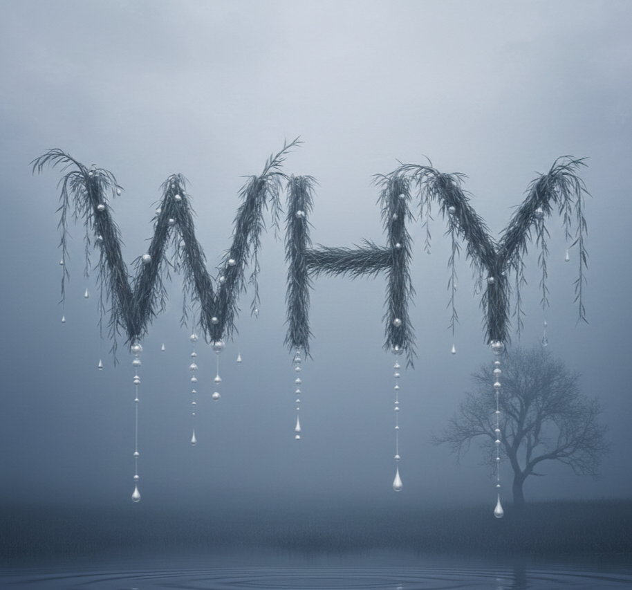 Graphic of the word why. Sometimes we ask God, why